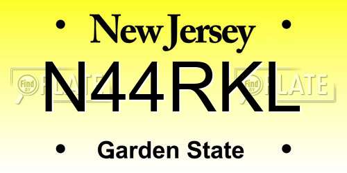 N44RKL New Jersey License Plate
