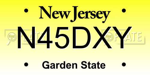 N45DXY New Jersey License Plate