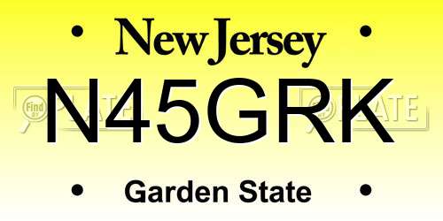 N45GRK New Jersey License Plate