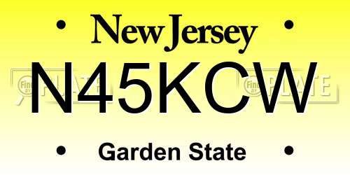N45KCW New Jersey License Plate