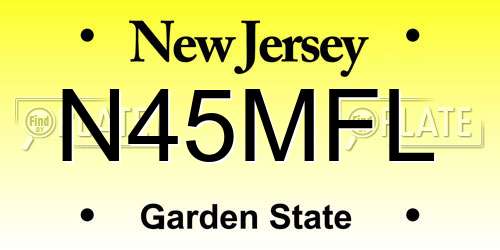 N45MFL New Jersey License Plate