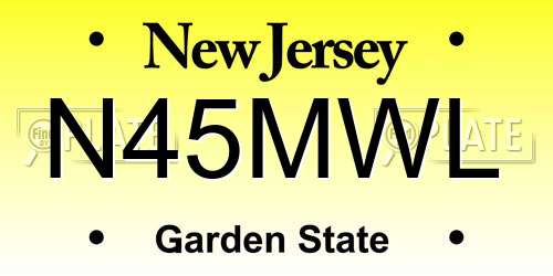 N45MWL New Jersey License Plate