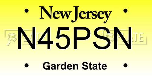 N45PSN New Jersey License Plate