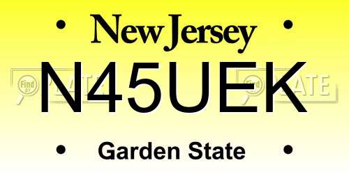 N45UEK New Jersey License Plate