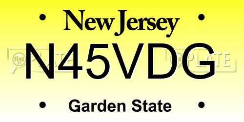 N45VDG New Jersey License Plate