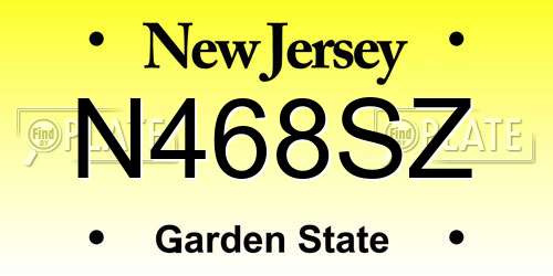 N468SZ New Jersey License Plate