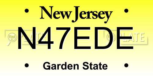 N47EDE New Jersey License Plate