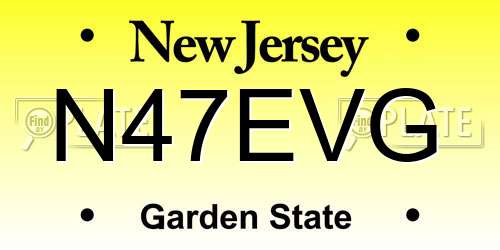 N47EVG New Jersey License Plate