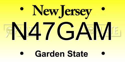 N47GAM New Jersey License Plate
