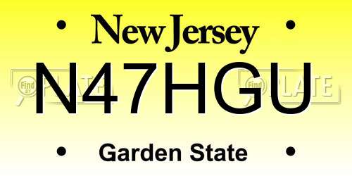 N47HGU New Jersey License Plate