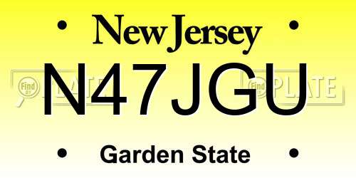 N47JGU New Jersey License Plate