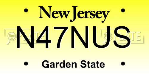 N47NUS New Jersey License Plate