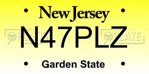 N47PLZ New Jersey License Plate