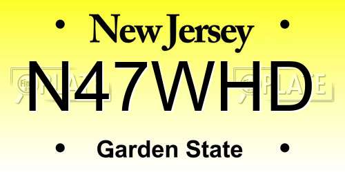 N47WHD New Jersey License Plate