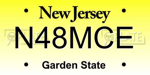 N48MCE New Jersey License Plate