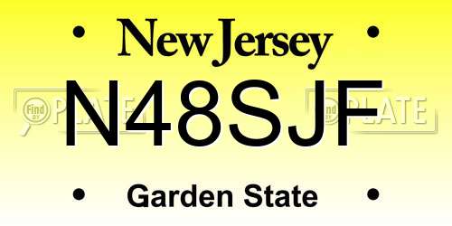 N48SJF New Jersey License Plate
