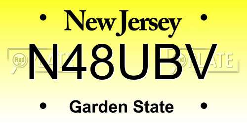 N48UBV New Jersey License Plate
