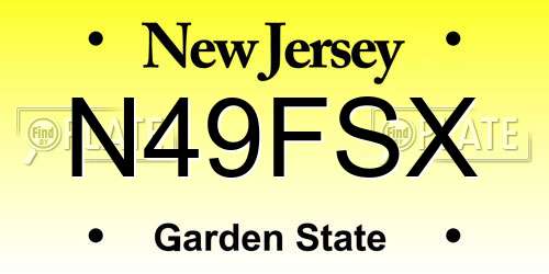 N49FSX New Jersey License Plate