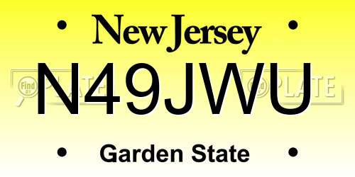 N49JWU New Jersey License Plate