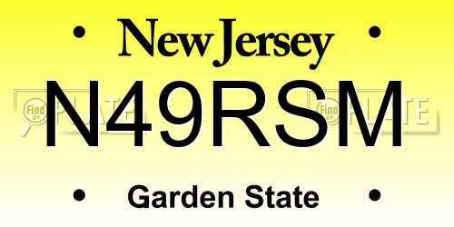 N49RSM New Jersey License Plate