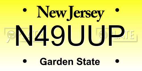 N49UUP New Jersey License Plate