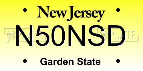N50NSD New Jersey License Plate