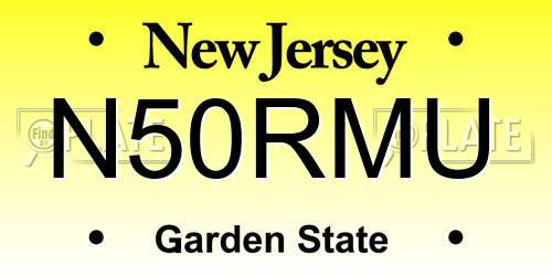 N50RMU New Jersey License Plate