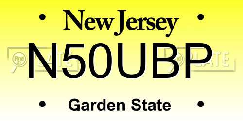 N50UBP New Jersey License Plate