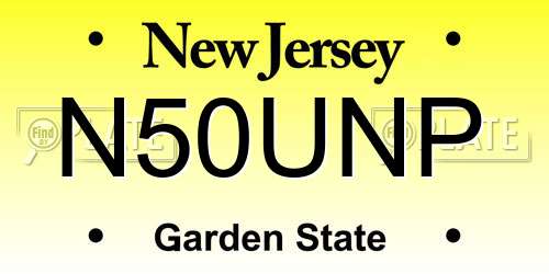N50UNP New Jersey License Plate