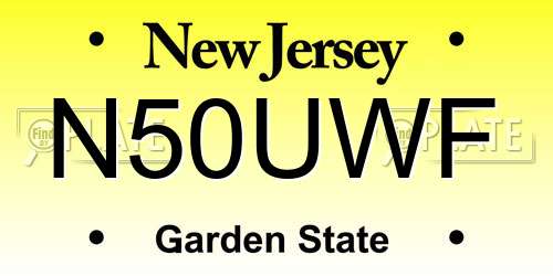 N50UWF New Jersey License Plate