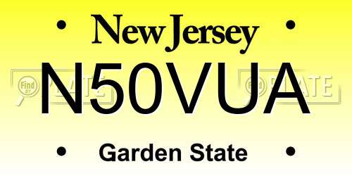 N50VUA New Jersey License Plate