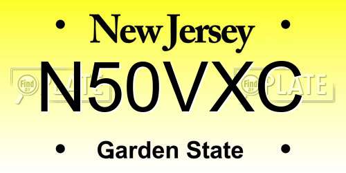N50VXC New Jersey License Plate