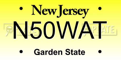 N50WAT New Jersey License Plate