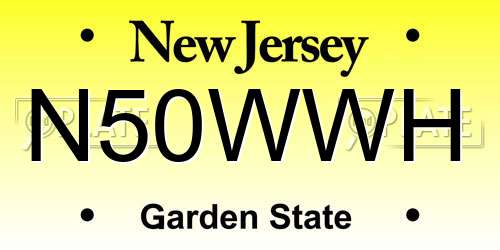 N50WWH New Jersey License Plate