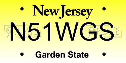 N51WGS New Jersey License Plate