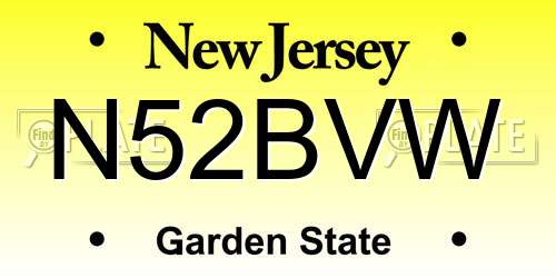 N52BVW New Jersey License Plate