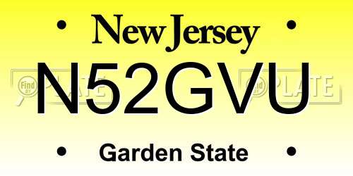 N52GVU New Jersey License Plate