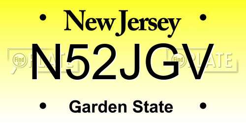 N52JGV New Jersey License Plate