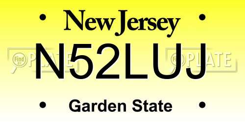 N52LUJ New Jersey License Plate