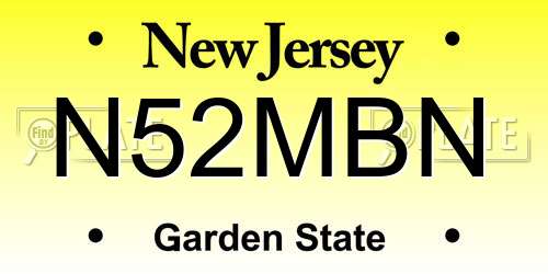 N52MBN New Jersey License Plate