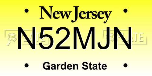 N52MJN New Jersey License Plate