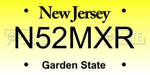 N52MXR New Jersey License Plate