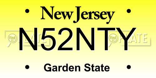 N52NTY New Jersey License Plate