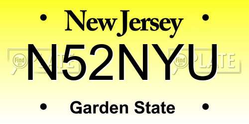 N52NYU New Jersey License Plate