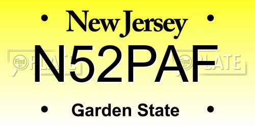 N52PAF New Jersey License Plate