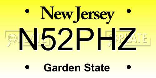 N52PHZ New Jersey License Plate