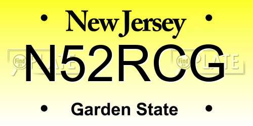N52RCG New Jersey License Plate
