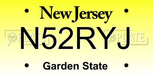 N52RYJ New Jersey License Plate