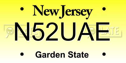 N52UAE New Jersey License Plate