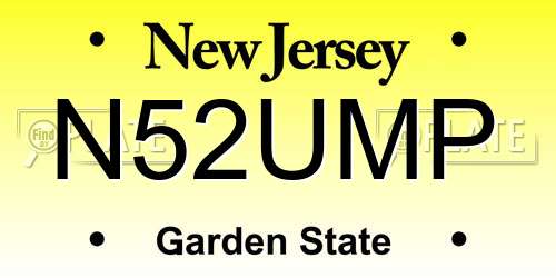N52UMP New Jersey License Plate